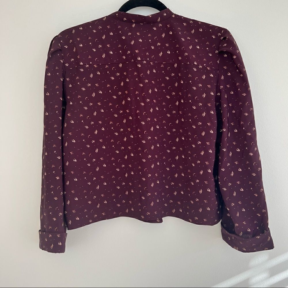 Vintage Purple Patterned Boxy Button Neck Blouse Size 10 P - Picture 3 of 11